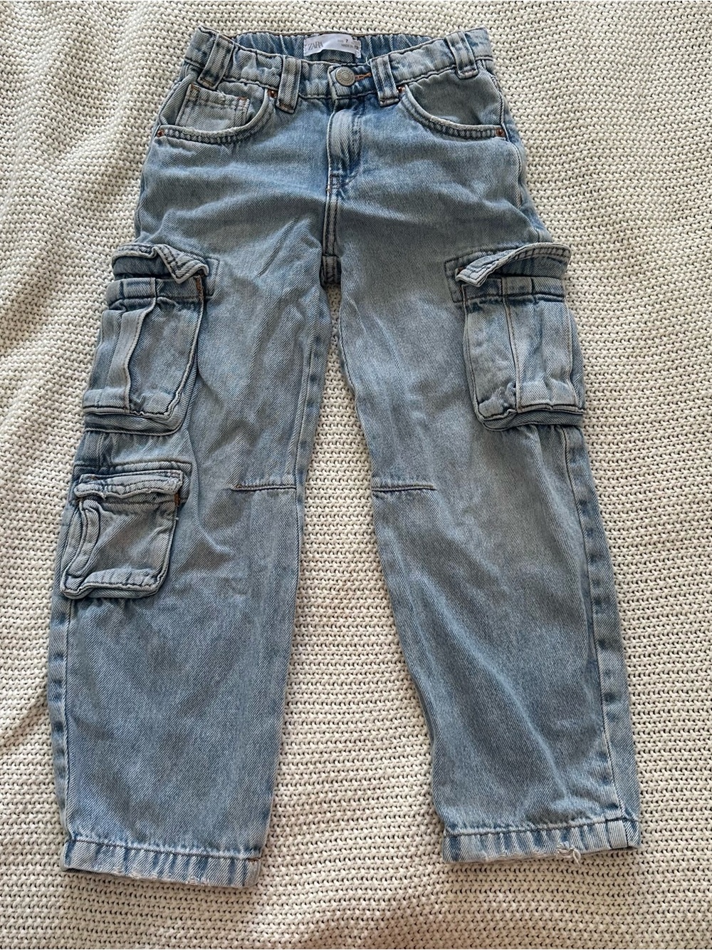 Light Blue Boy's Cargo Jeans - Casual Pocket Utility Style